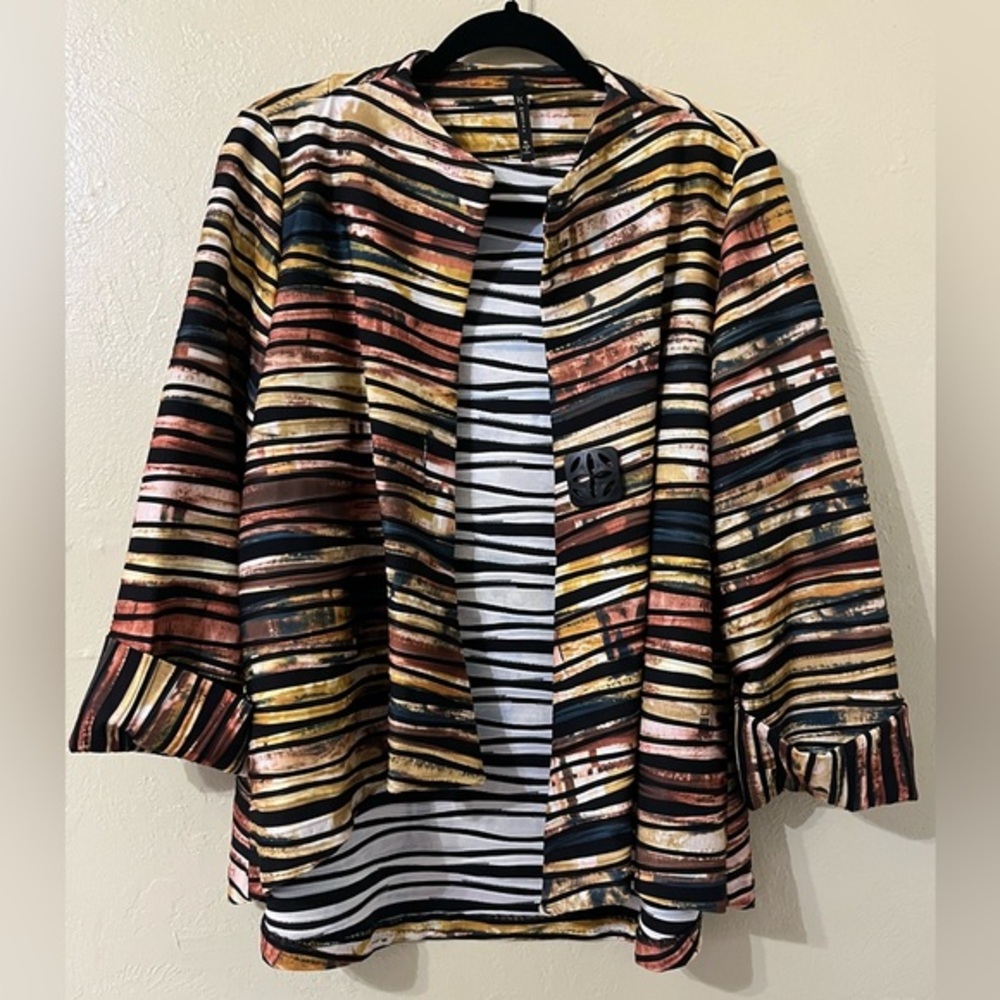 IC by Connie K Cardigan Textured Jacket Art To Wear Sleeve XL